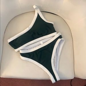 Emerald Green and White Swimsuit